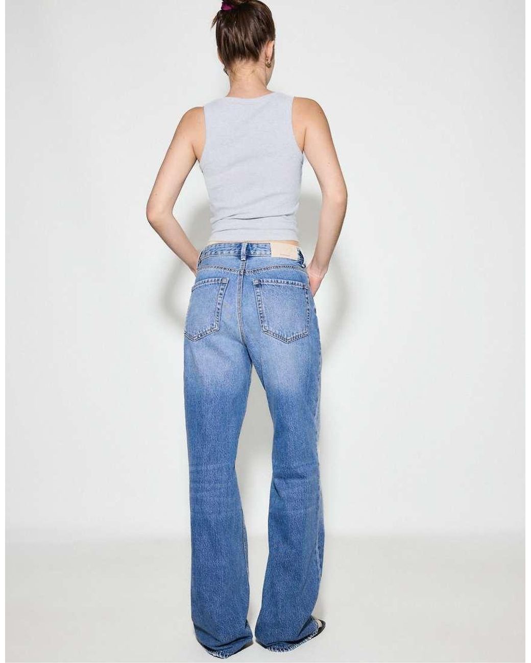 Stradivarius Blue D92 Straight Wide-Leg Jeans