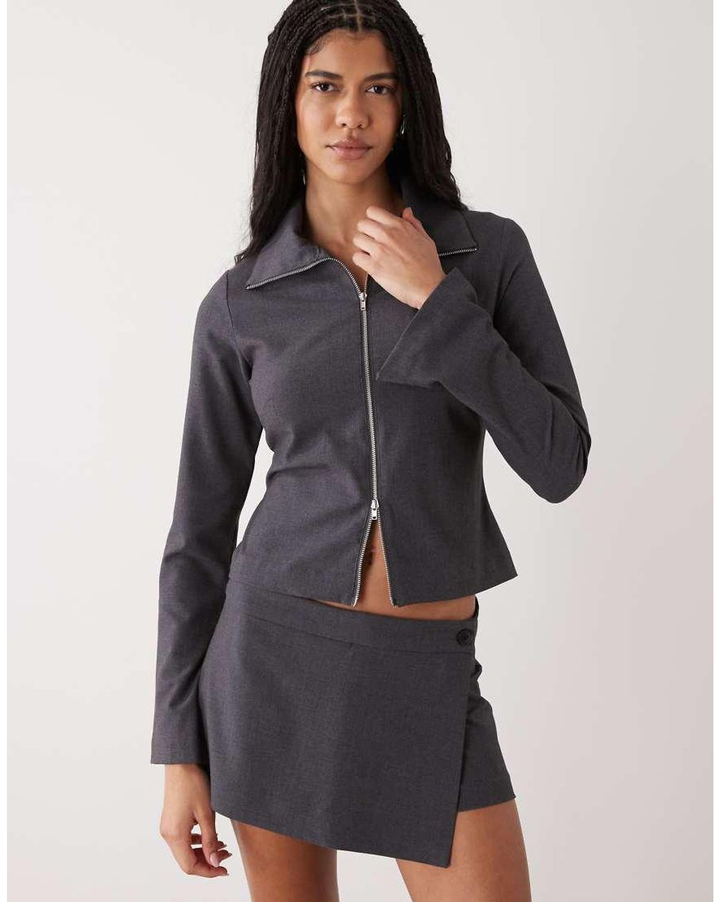 Weekday Blue 2-Way Zip Shirt