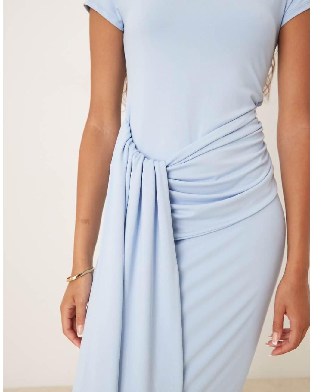 ASOS Blue T-shirt Midi Dress With Waist Knot Detail