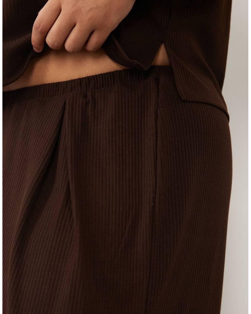 ASOS Black Asos Design Curve Lounge Mix & Match Rib Wide Leg Bottom