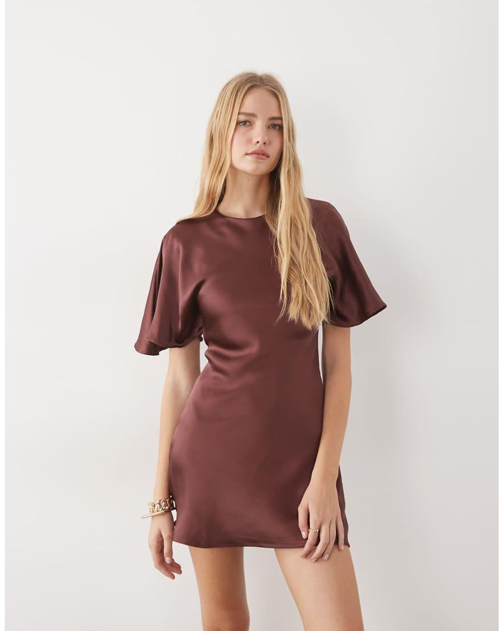 ASOS Red Satin Cape Back Detail Mini Dress