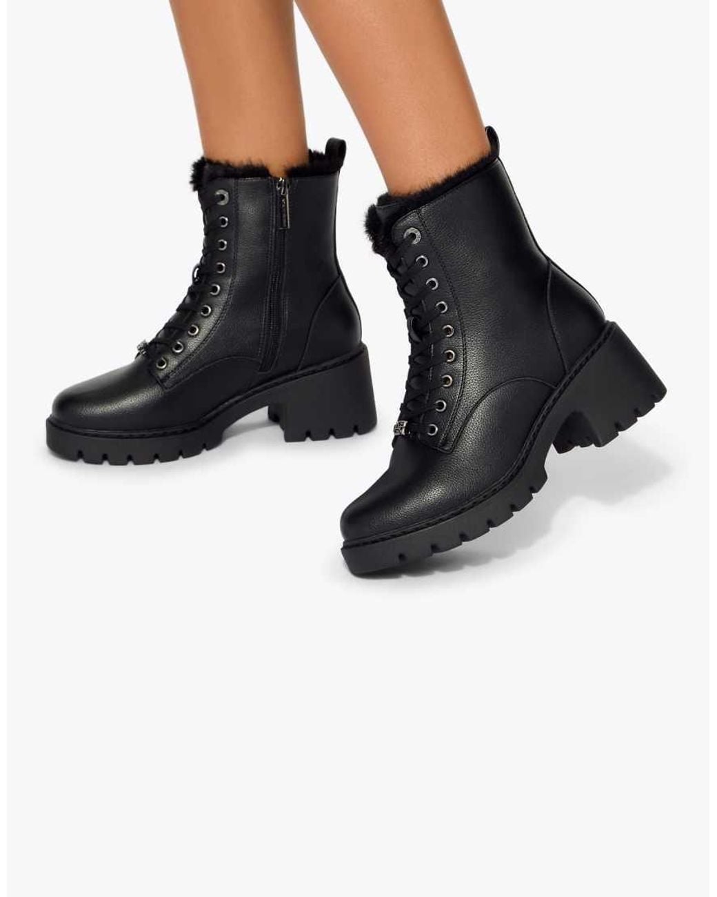 KG by Kurt Geiger Black Tess Lace Up Mid Ankle Boots