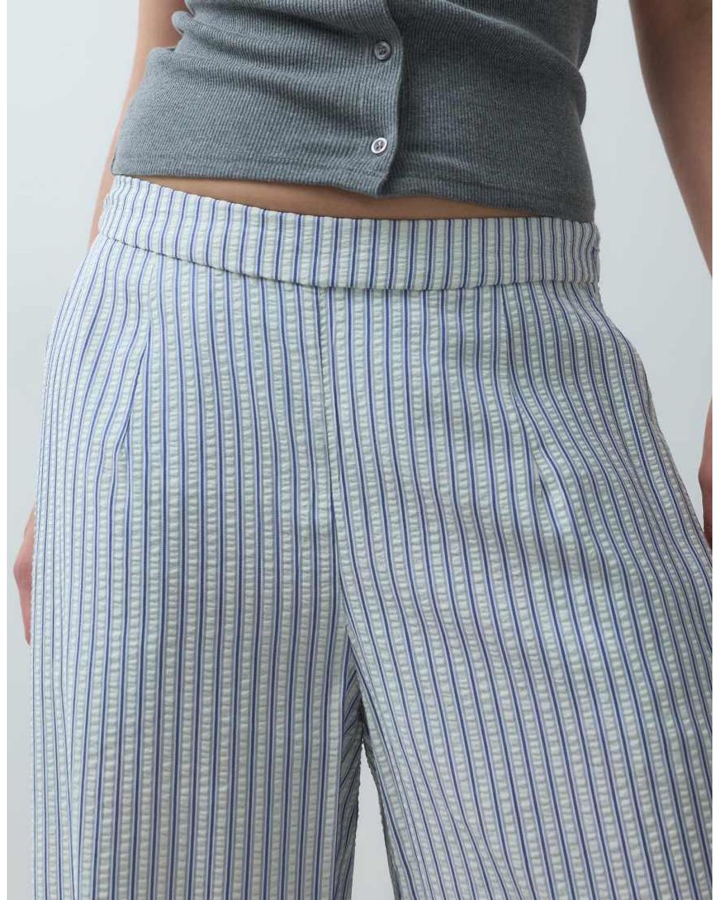 Vero Moda Blue Textured Wide Leg Trouser Set
