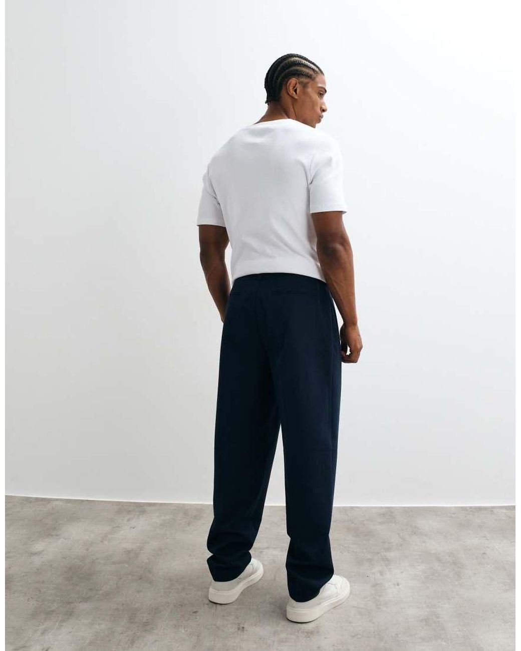 ASOS White Tailored Pleated Oversized Tapered Pants for men