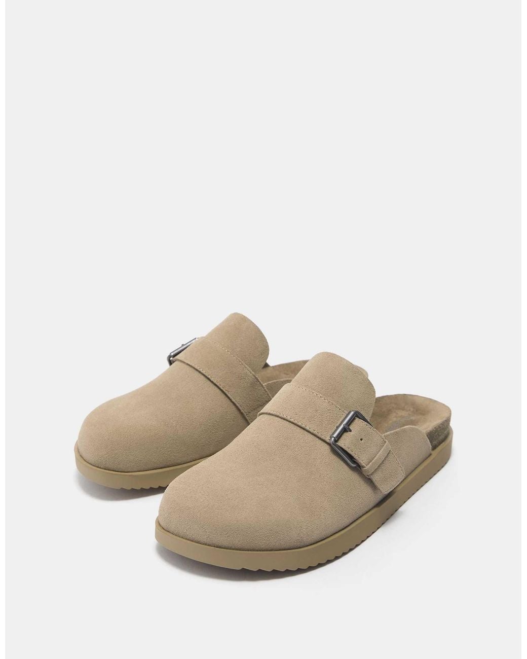 Pull&Bear – leder-clogs in White für Herren