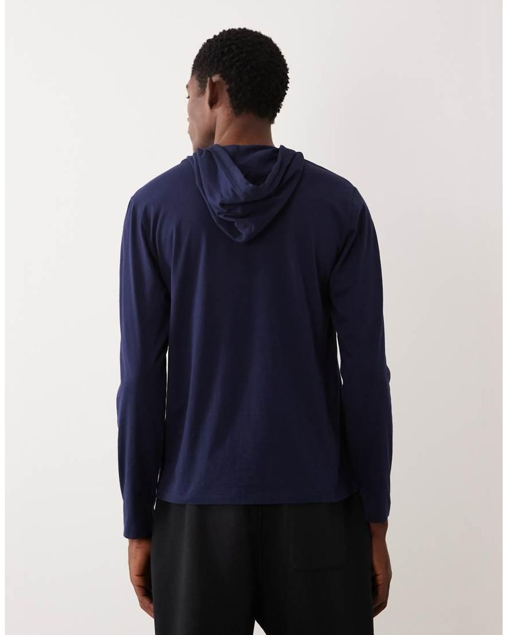 Polo Ralph Lauren Blue Icon Logo Liquid Cotton Lounge Hooded Top