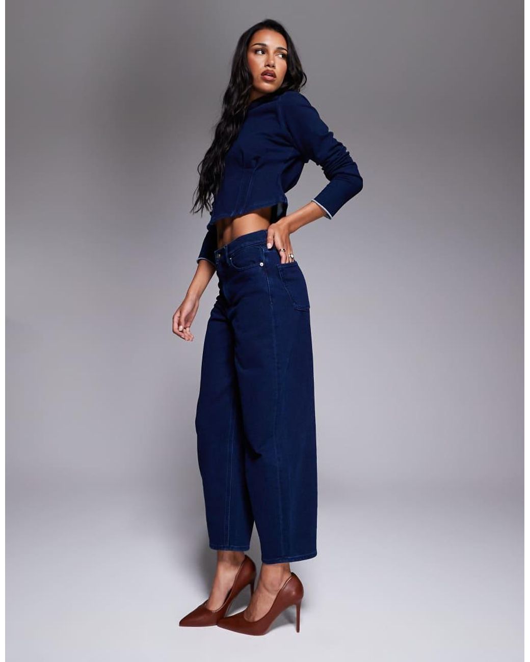 GOOD AMERICAN Blue Jeanius Barrel Sweatpants Co-ord