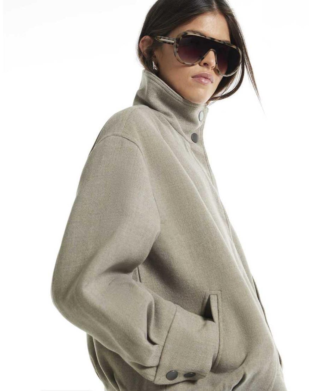 River Island Blue Funnel Neck Bomber Jacket