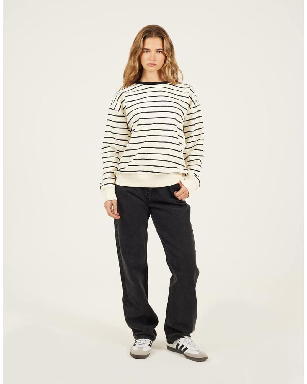 Brave Soul Natural Classic Stripe Crew Neck Sweatshirt