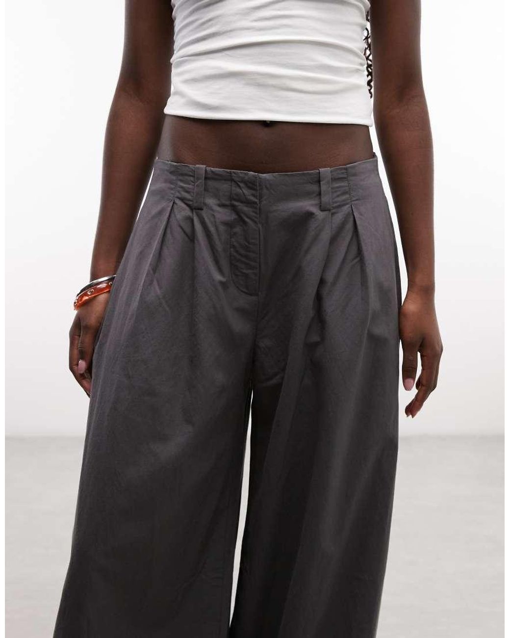 Weekday Gray Super Wide Leg Pleated Trousers