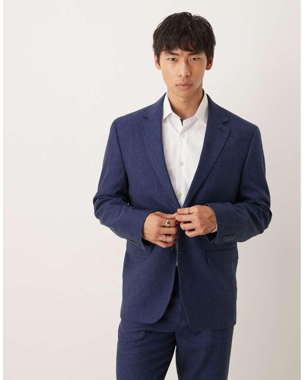 SELECTED Blue Malik Linen Blend Regular Fit Blazer for men