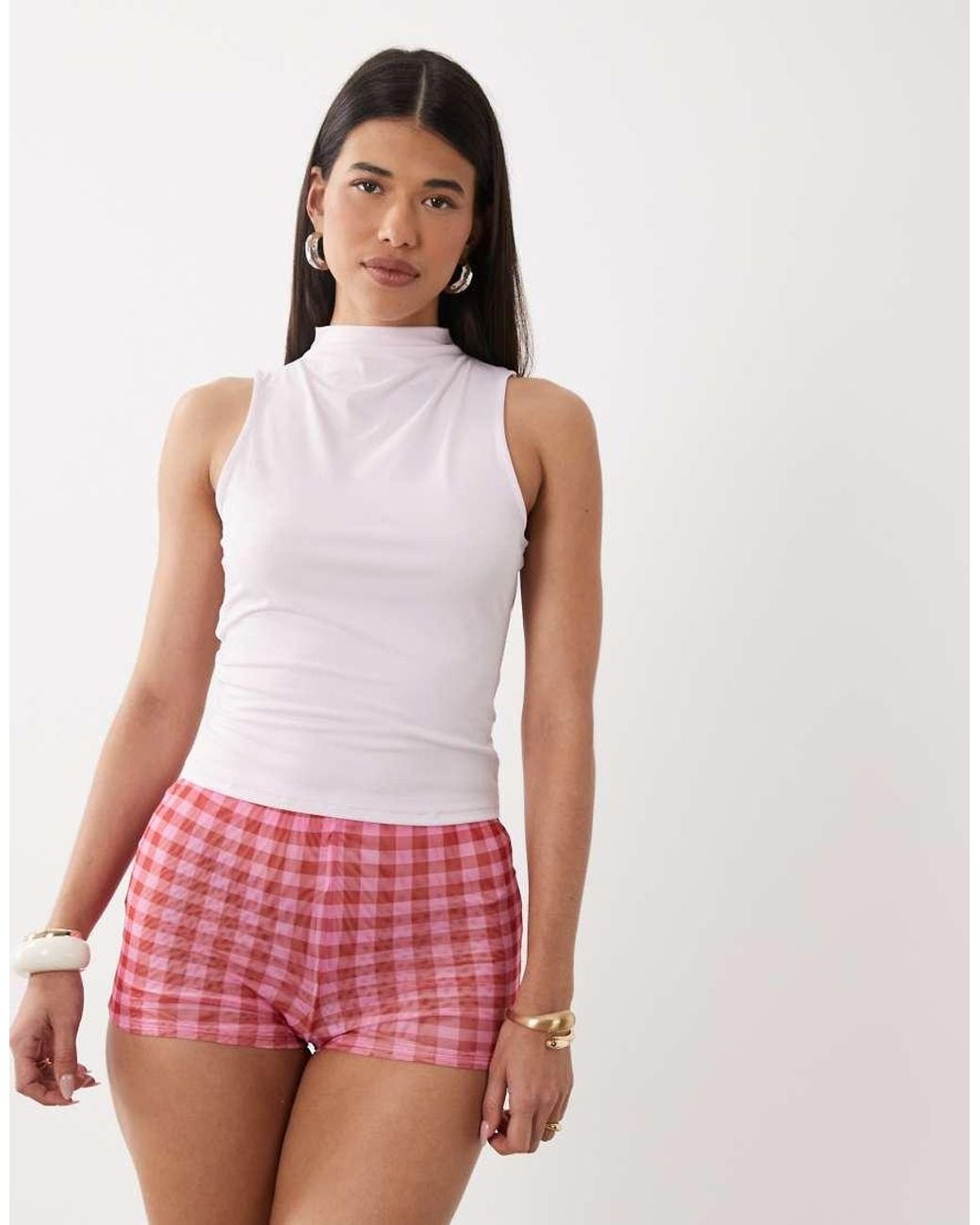 ASOS Pink Sheer Mesh Mini Short