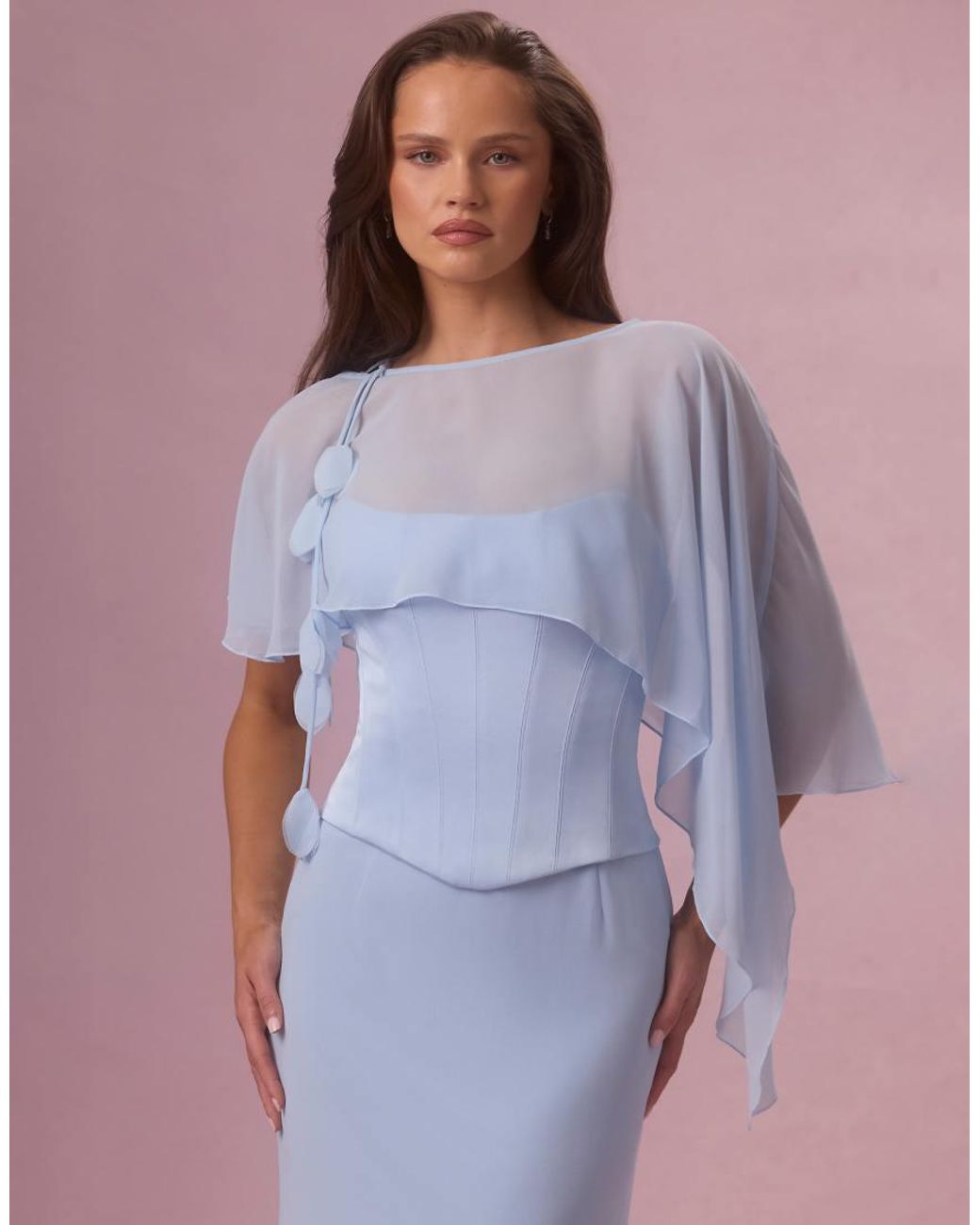 Oh Polly Purple Chiffon Asymmetric Detail Cape