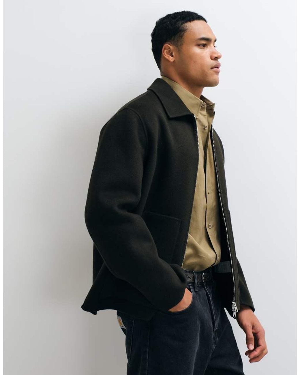 ARKET Black Double Layer Wool Blend Short Jacket for men