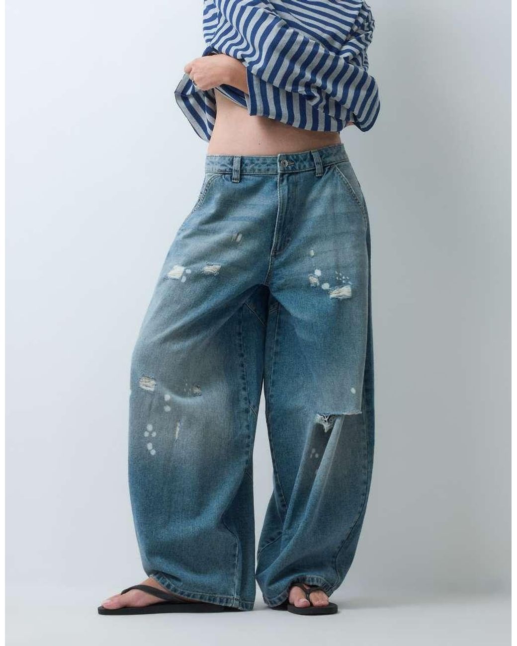 Collusion Blue X006 Xl Balloon Low Rise Jeans