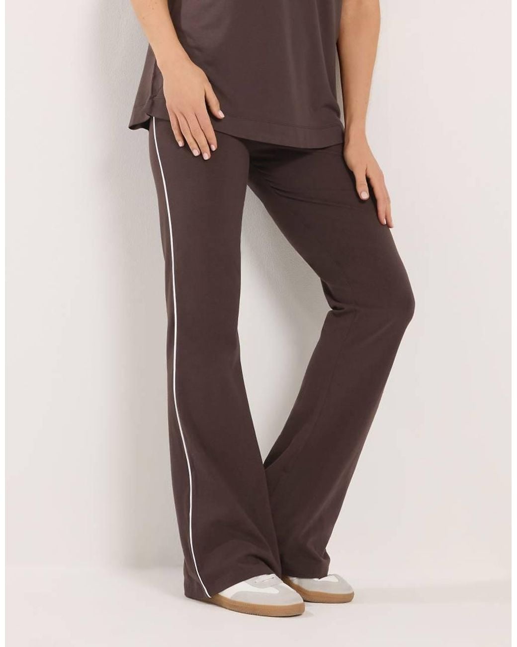 Long Tall Sally Brown Striped Flare Leggings