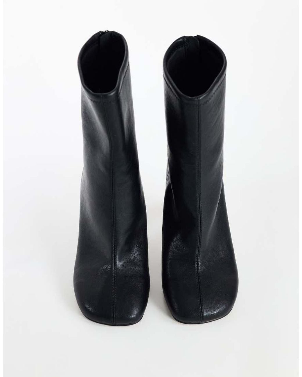 TOPSHOP Black Kendal Structured Heel Sock Boot