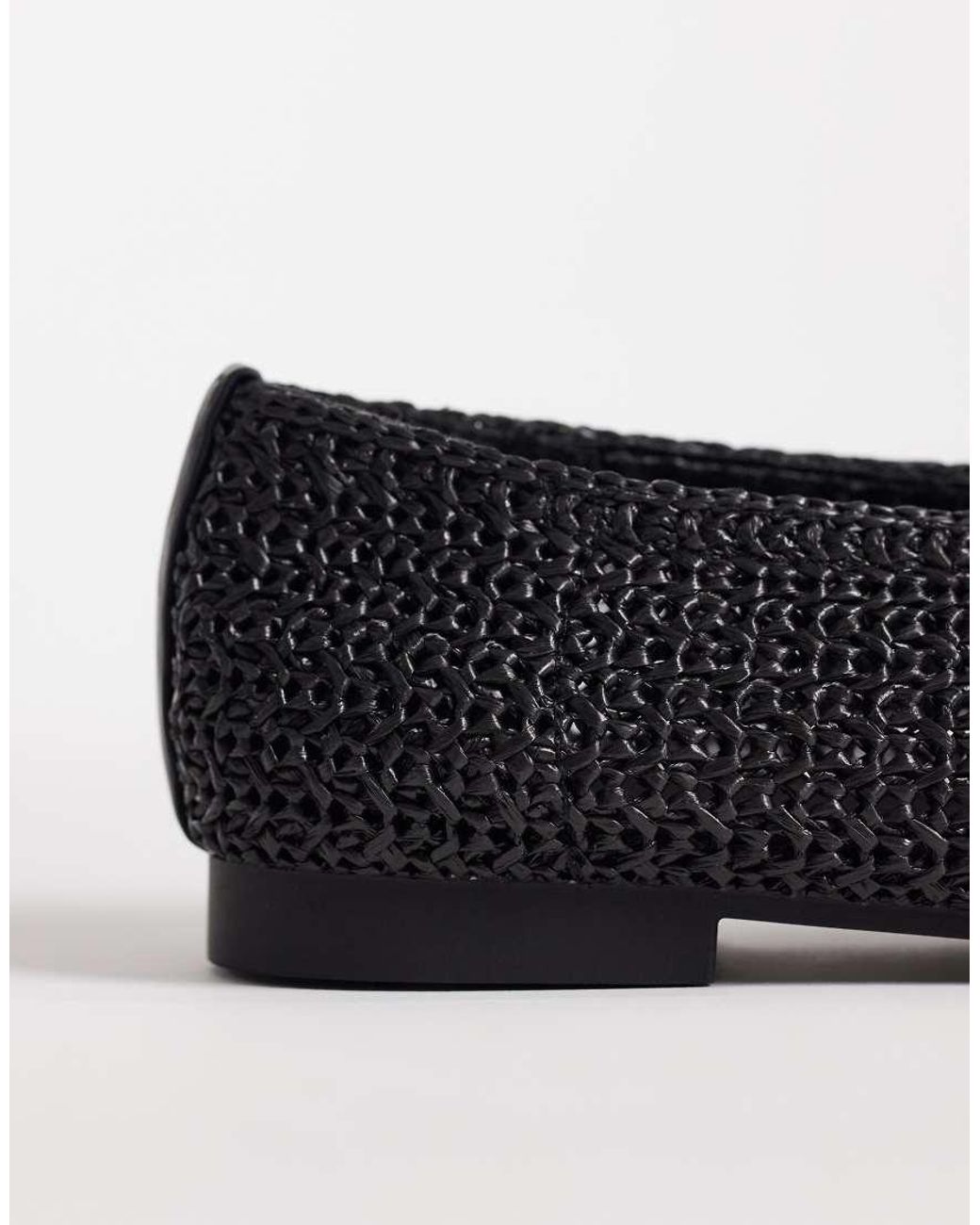 SEQWL Wide Fit Black Woven Ballet Flats
