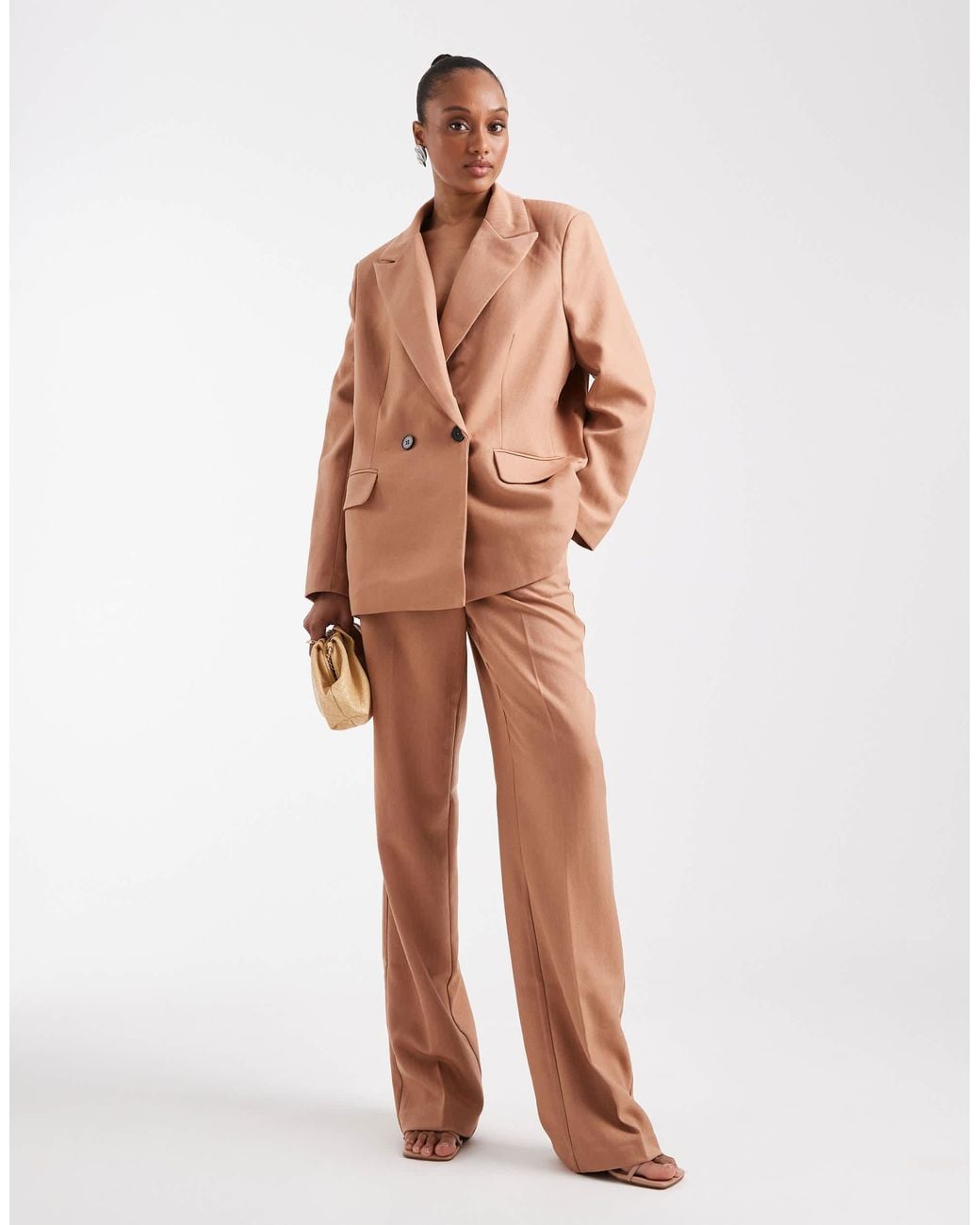 Vero Moda Natural Tailored Herringbone Blazer