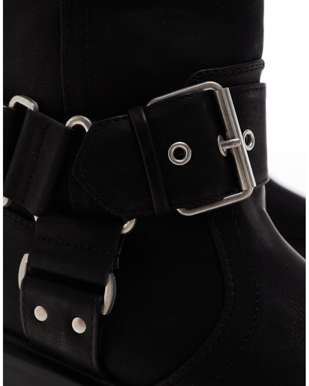 ASOS Black Captain Multi-buckle Biker Knee Boots