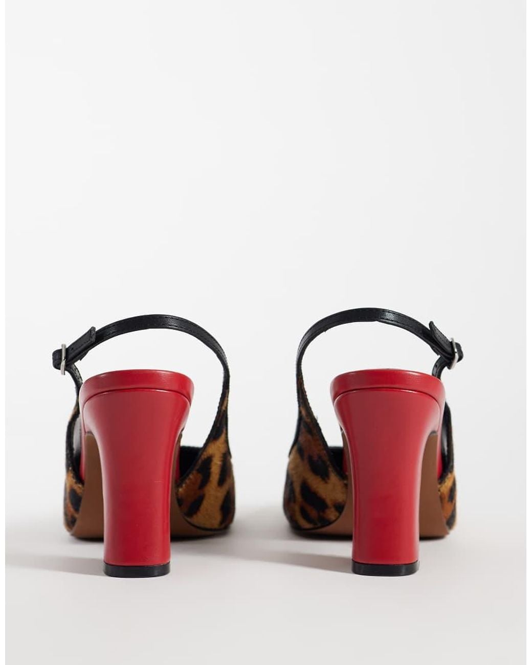 ASOS Pink Pristine Premium Hair On Real Leather Slingback Block Heels