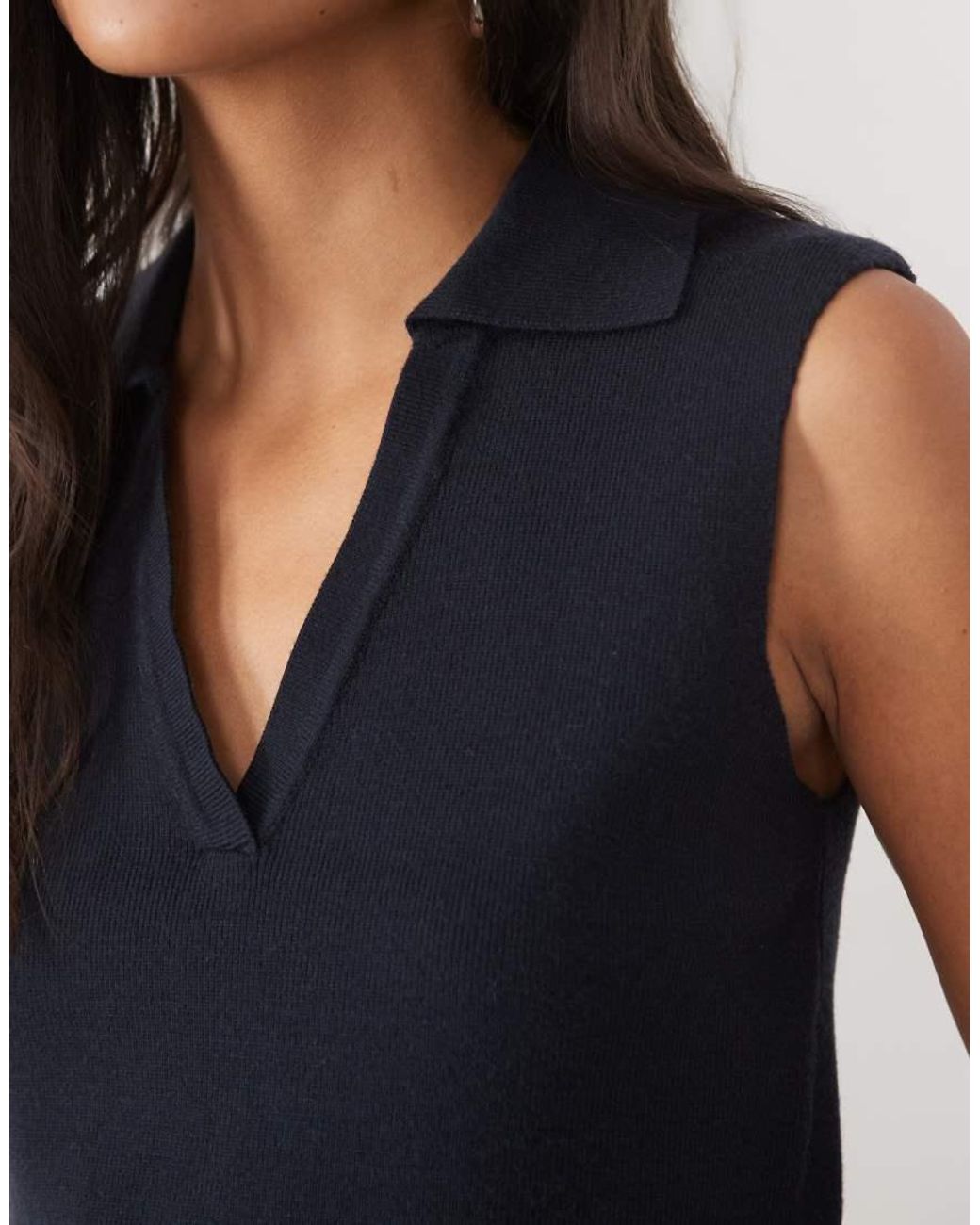 New Look Blue Polo Collar Compact Knit Singlet