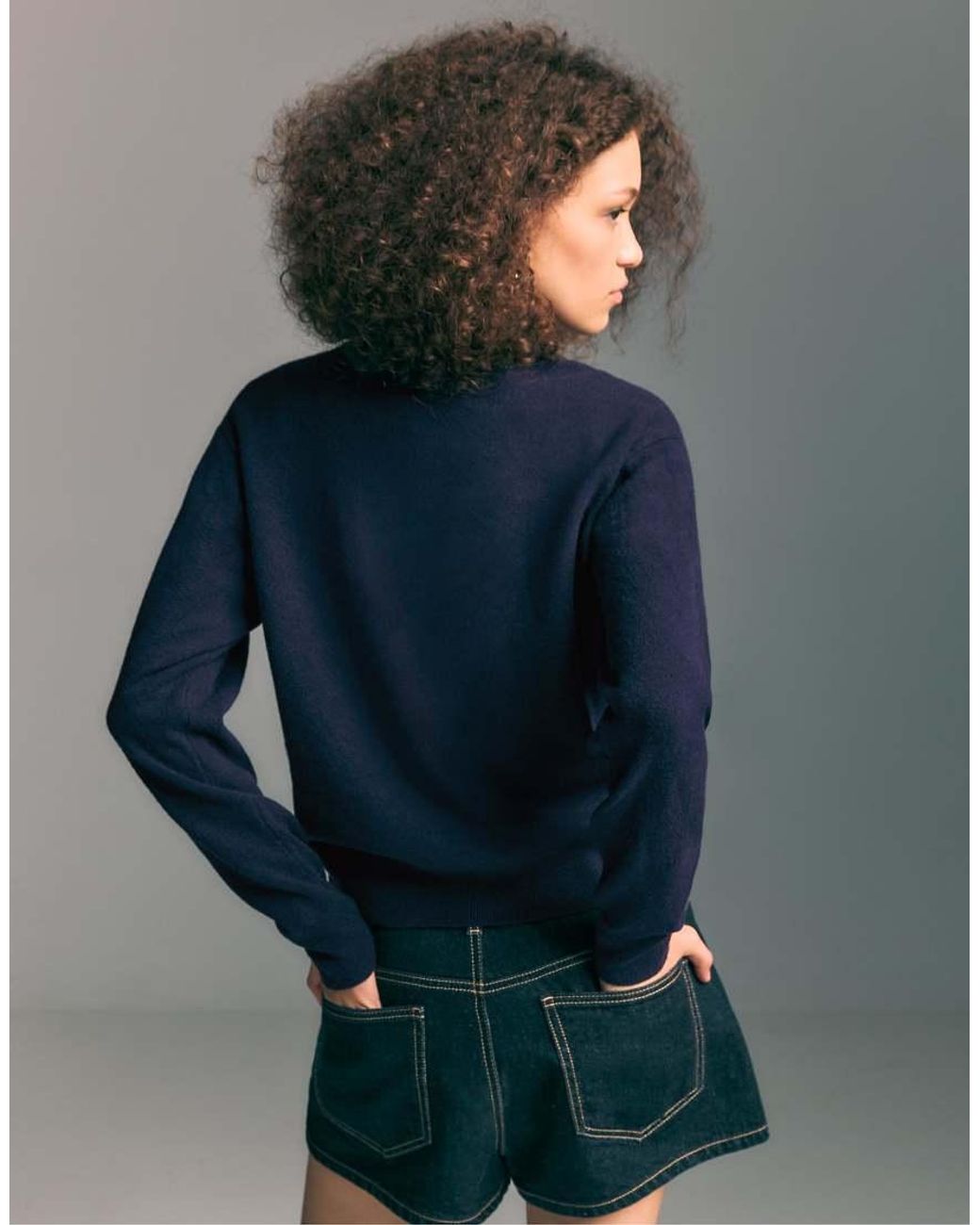 Stradivarius Blue Soft-touch Basic Knit Sweater