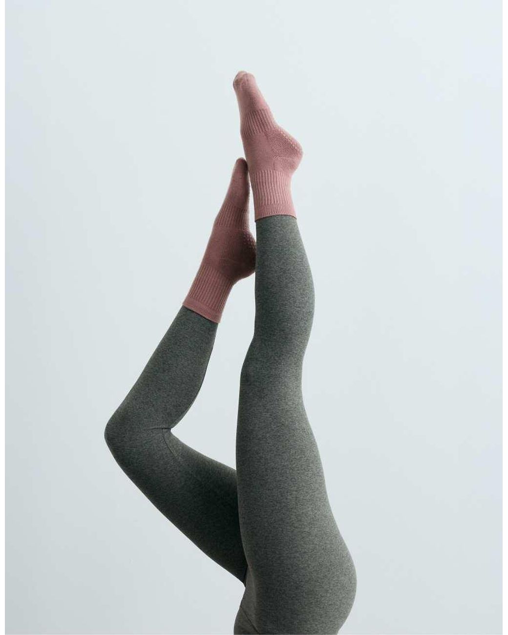 Oysho White 2 Pairs Of Cushioned Cotton Quarter Yoga And Pilates Socks