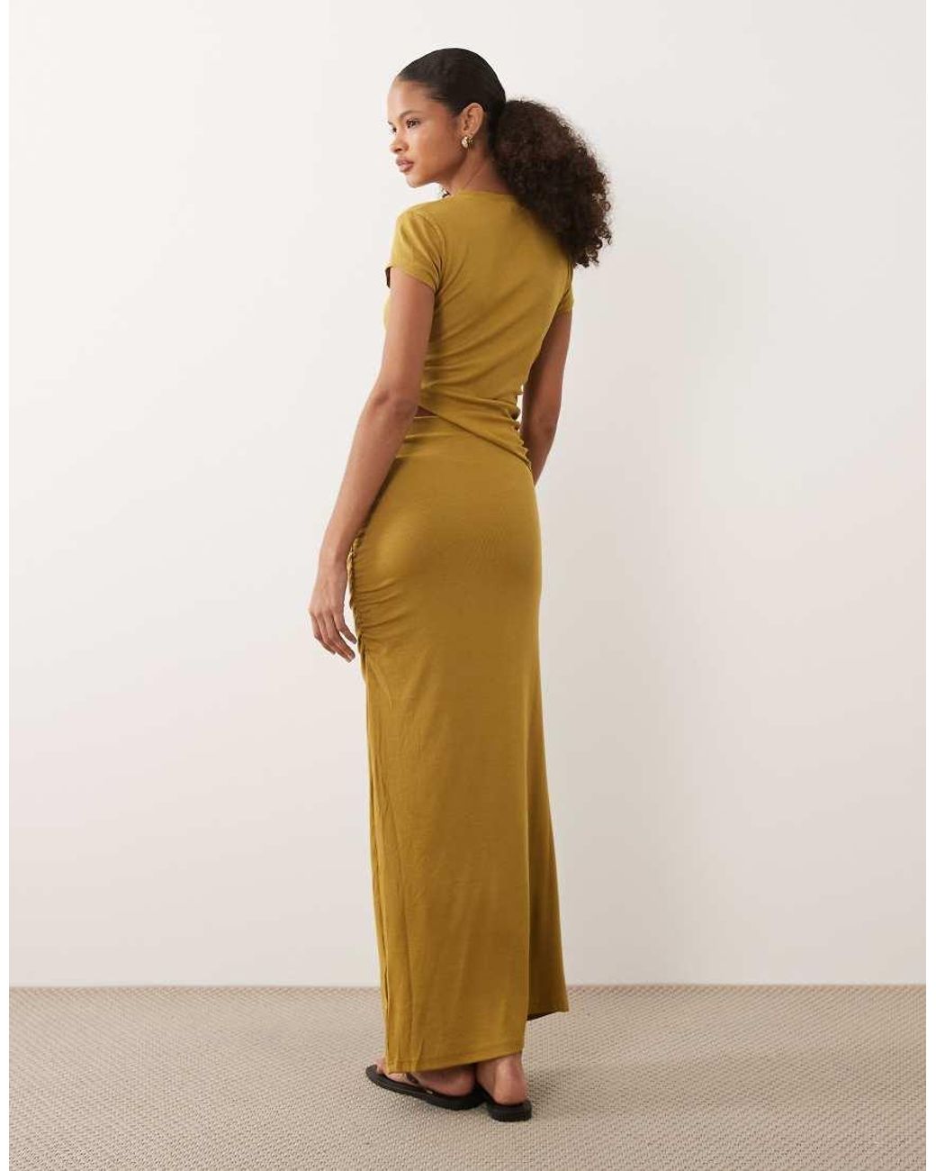 ASOS White Light Rib Cut Out Midi Dress