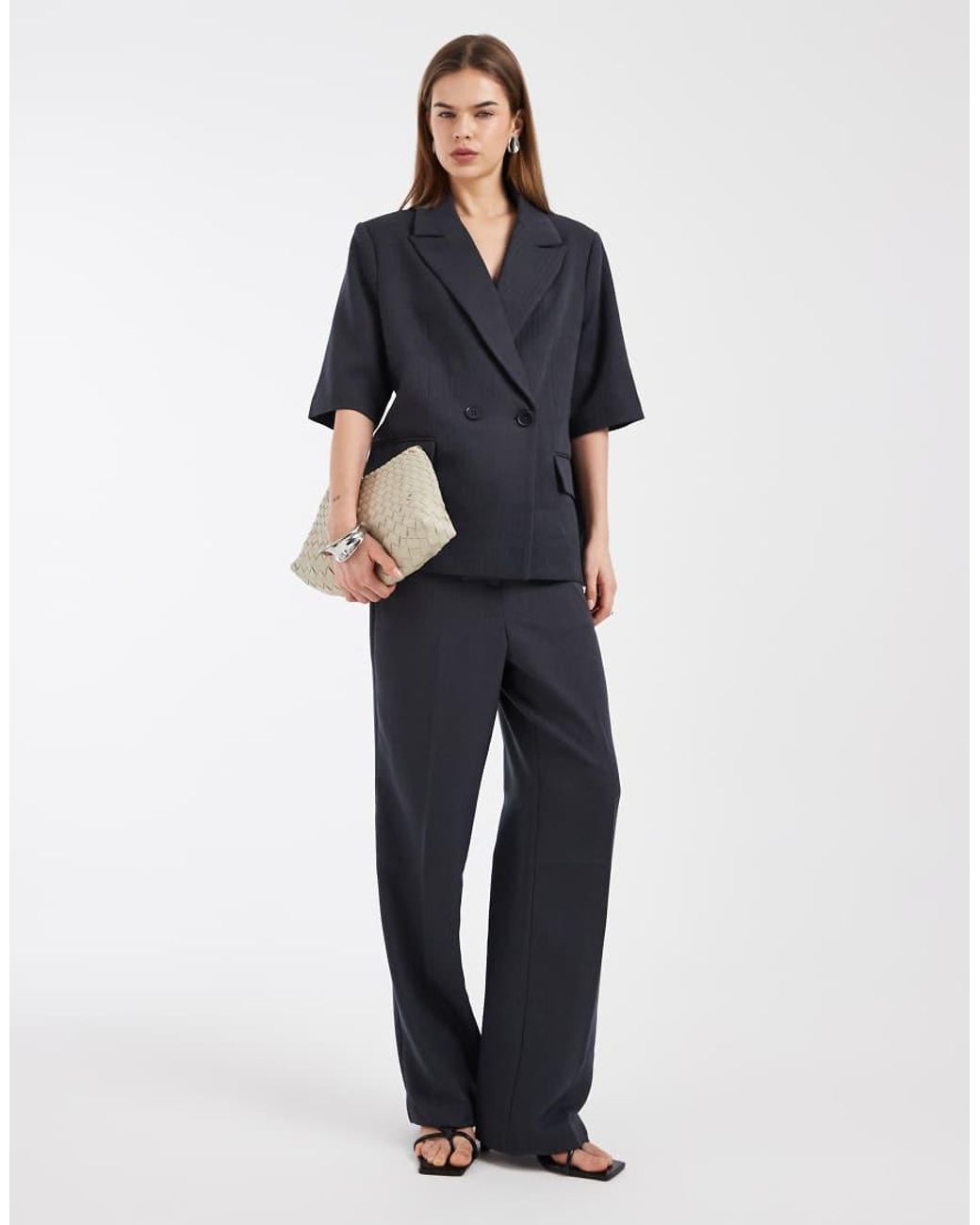 Vero Moda Blue Oversized Short Sleeve Blazer Co-ord