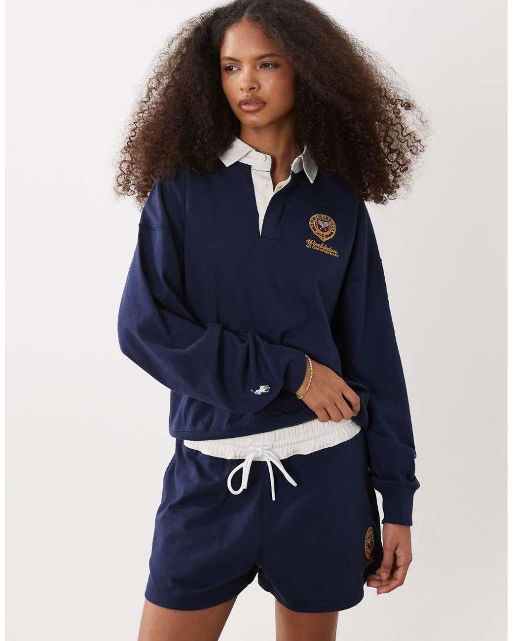 Polo Ralph Lauren Blue Wimbledon Capsule Rugby Polo With Crest Embroidery