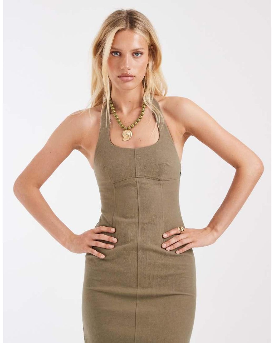 & Other Stories White Halter Neck Midi Dress