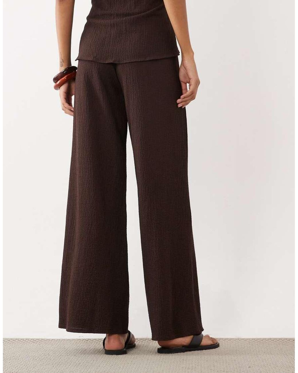 ASOS Brown Textured Wide Leg Trouser Co-ord