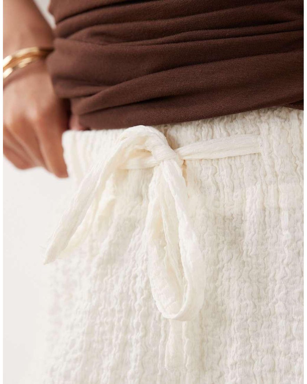 JDY Petite White Textured Semi-sheer Pants