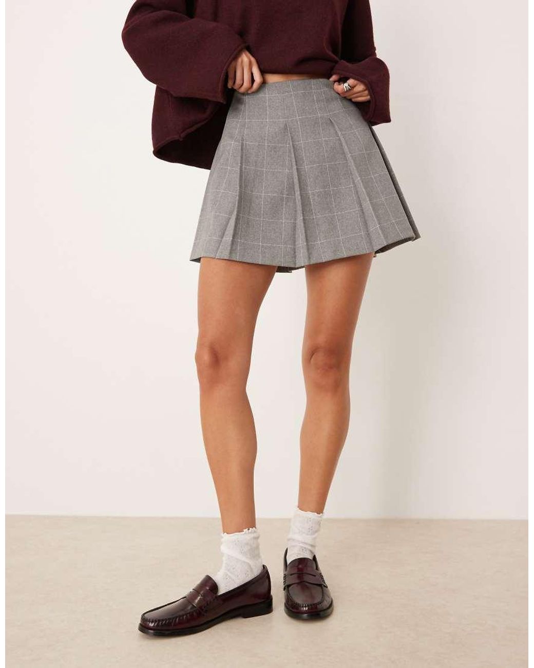 ASOS Gray Tailored Pleated Mini Skirt