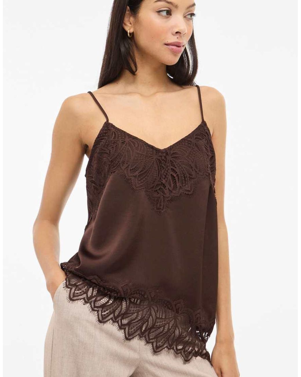 Vila Brown Strap Top