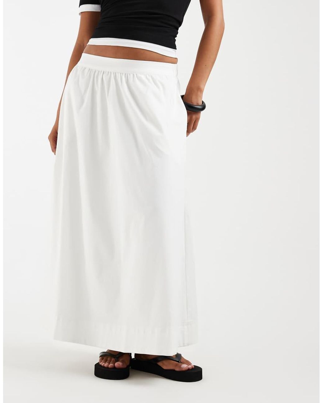 Vero Moda White Pull On Full Midi Skirt