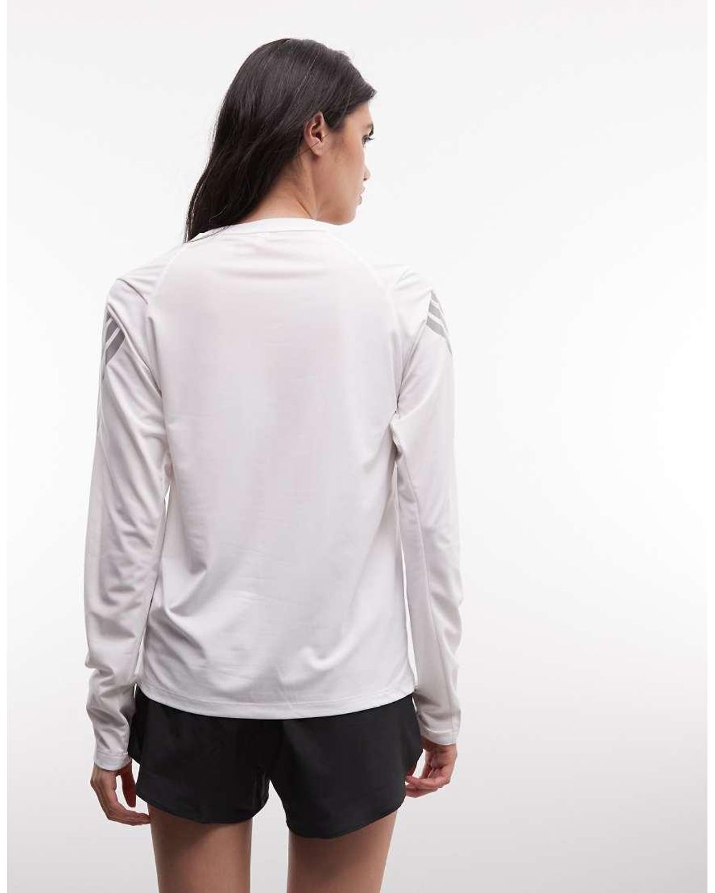 Adidas Originals White Adidas Running Adi365 Long Sleeve Top With Three Stripes
