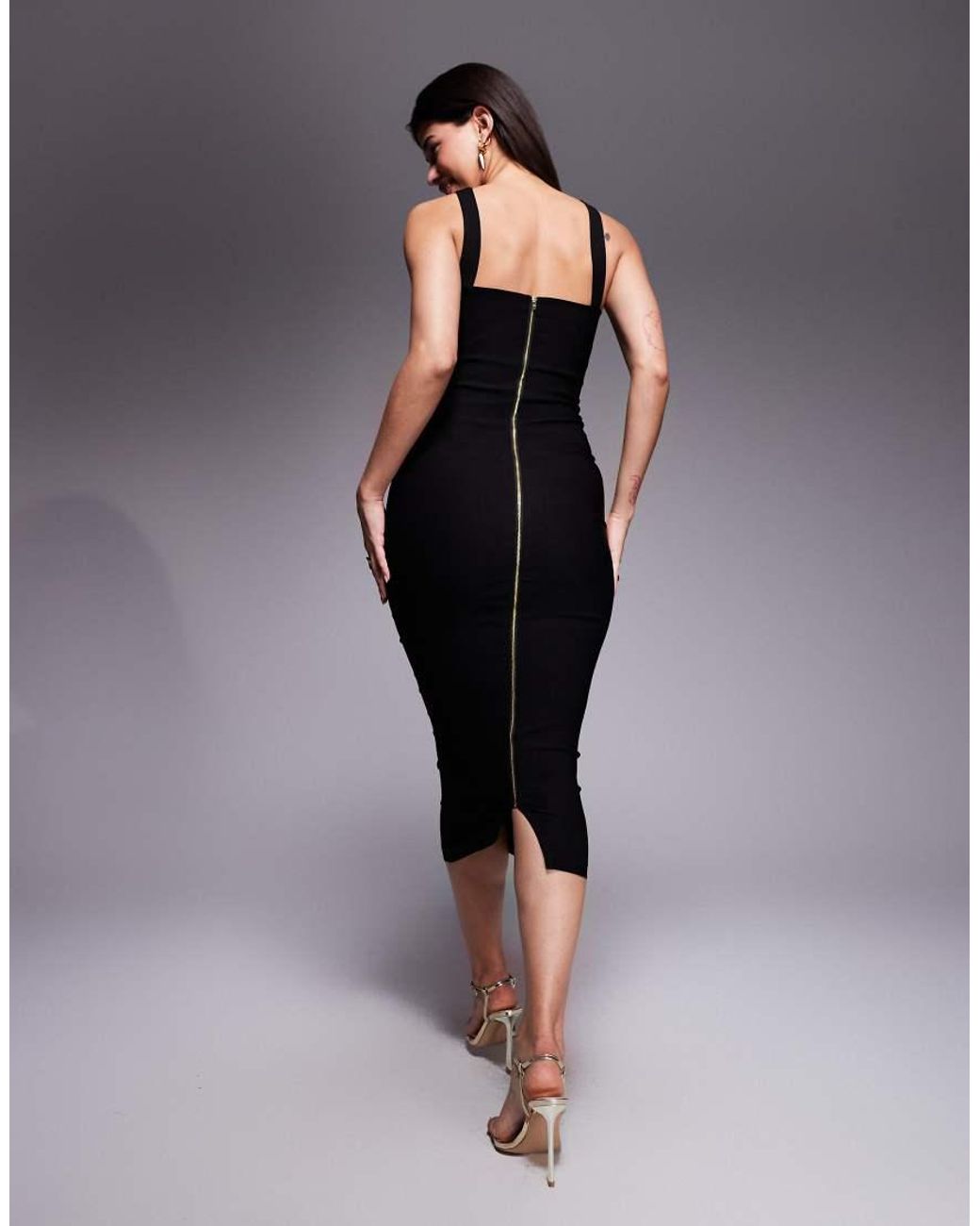 Vesper Blue Cross Strap Bodycon Midaxi Dress With Bust Cut Out