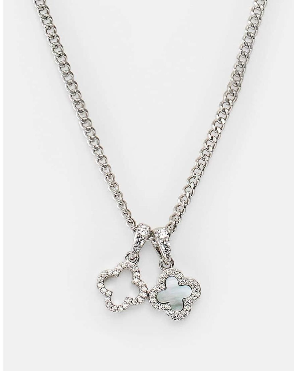 CERNUCCI Metallic Iced & Mother Of Pearl Double Motif Necklace