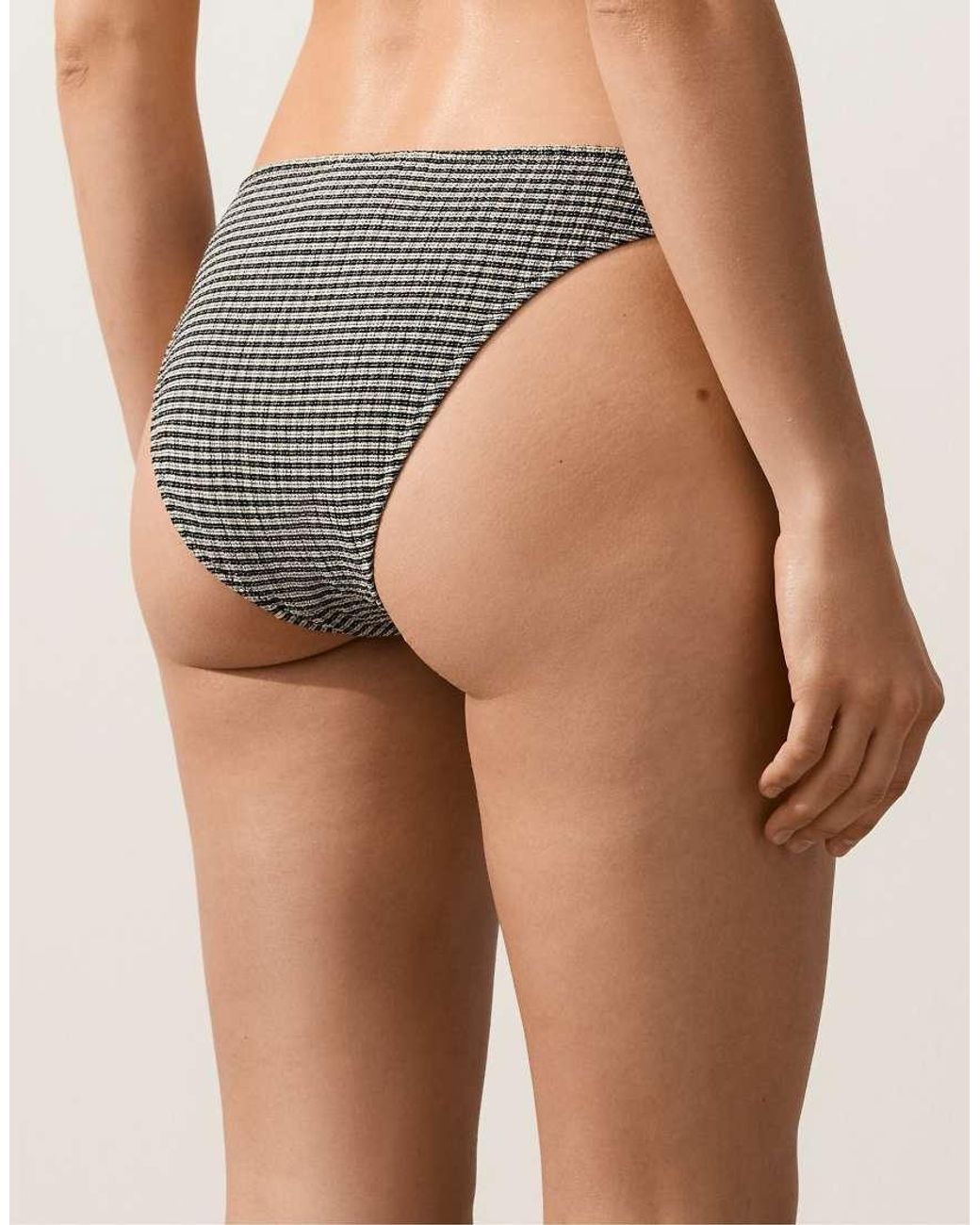 Oysho Brown Classic Mini Check Bikini Briefs