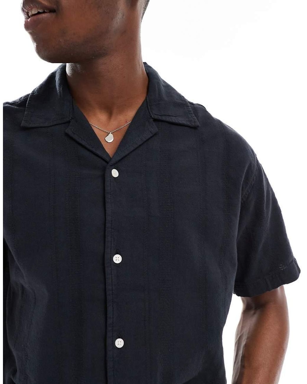 Jack & Jones Blue Textured Stripe Shirt for men