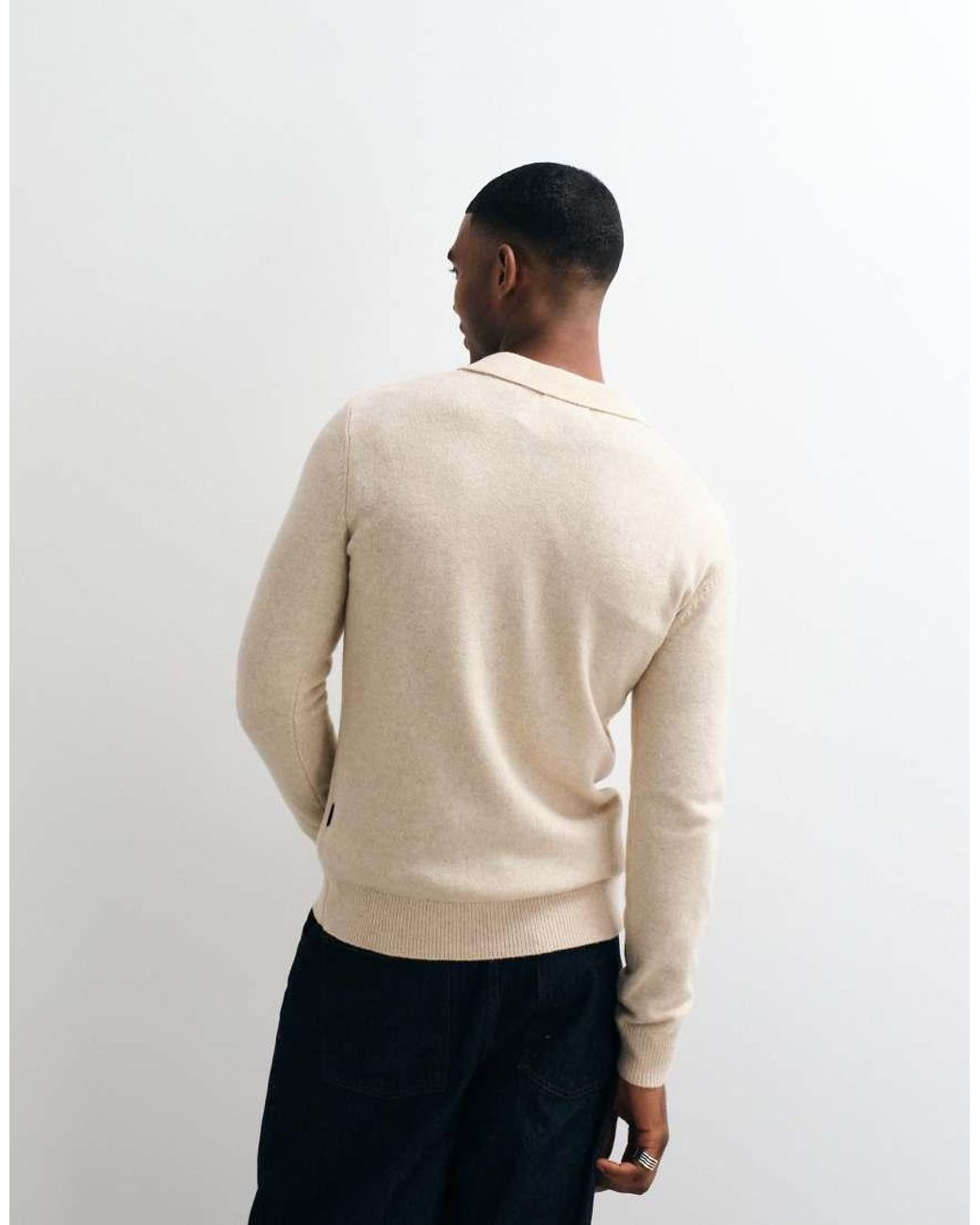 Blend Natural Knitted Collared Wool-mix Jumper for men