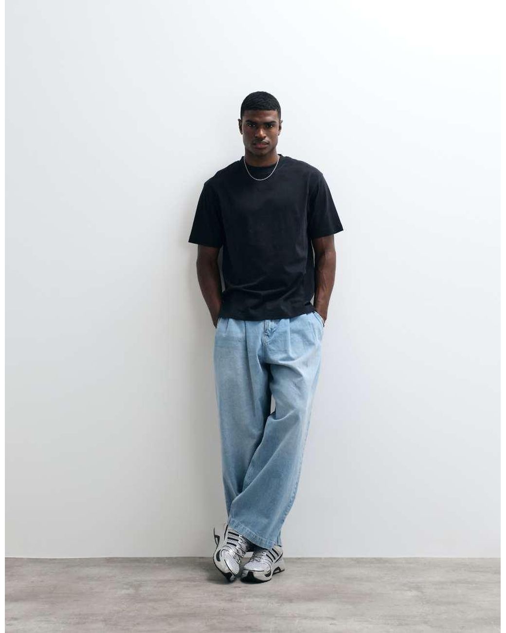 ASOS Blue Relaxed T-Shirt With Text Graphic for men