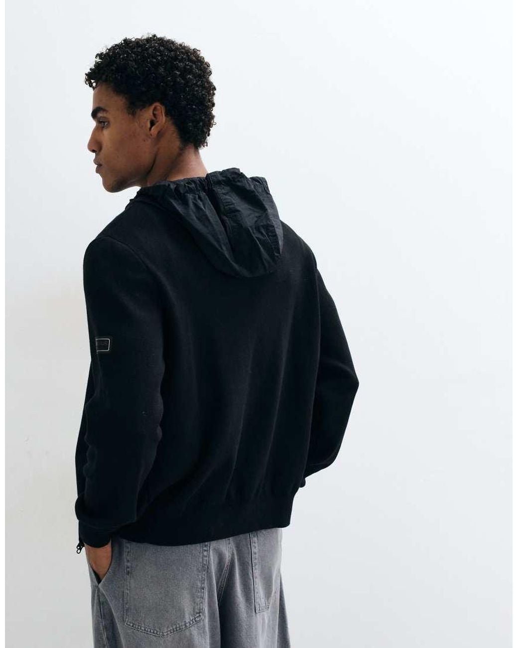 Barbour Blue Inline Zip Through Knitted Hoodie for men