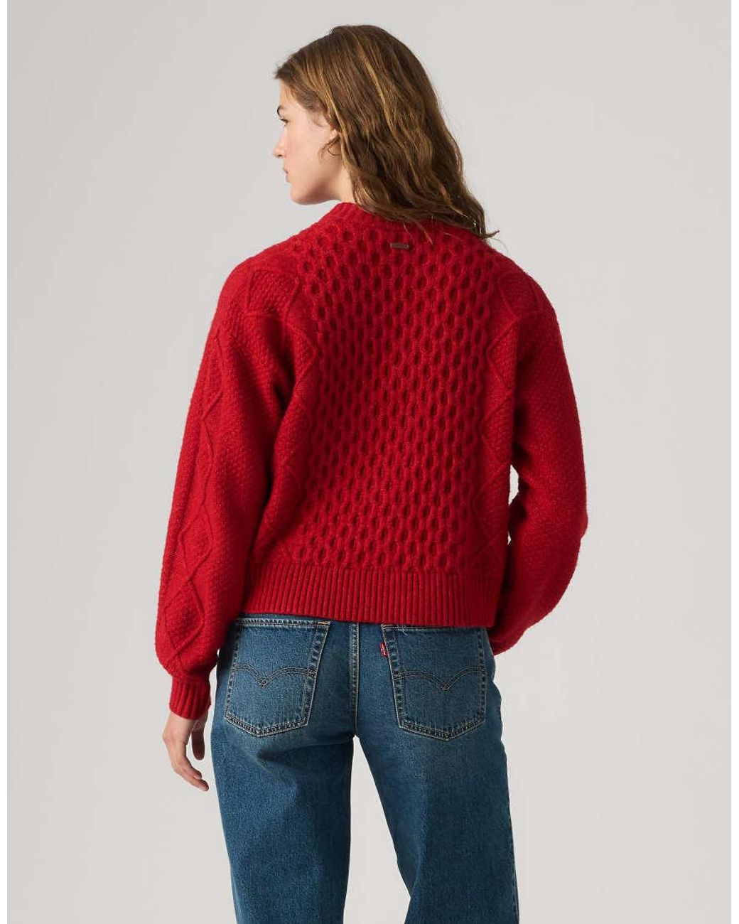 Levi's Red Charlotte Crewneck Cardigan 007Vg-0010