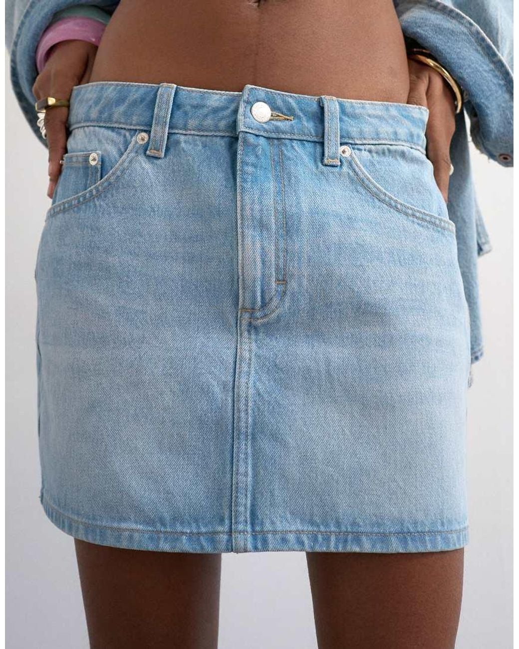 TOPSHOP White Denim Mini Pelmet Skirt