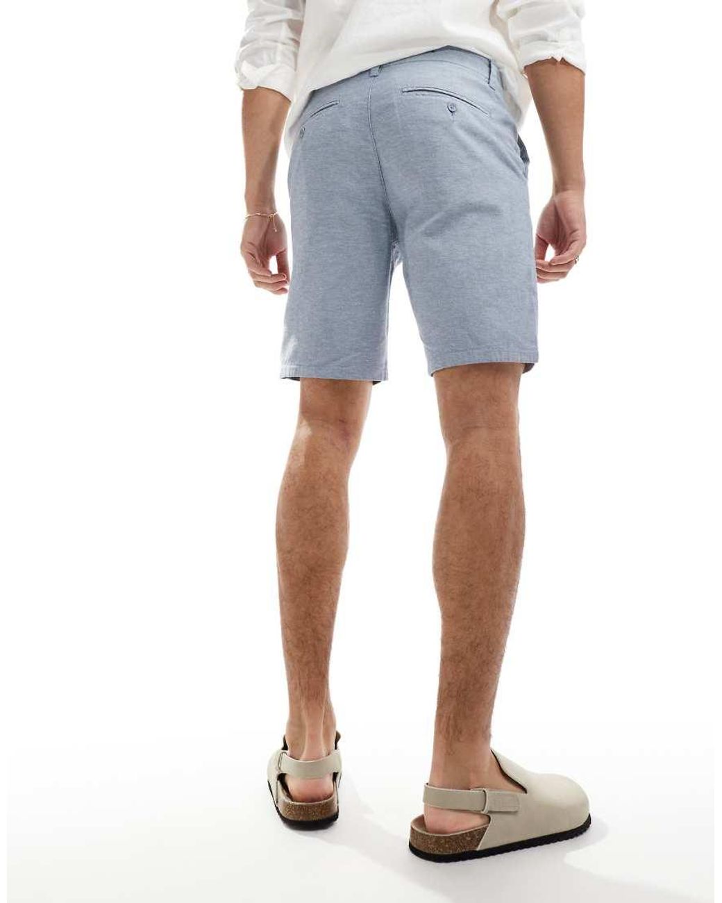 Only & Sons Blue Linen Mix Chino Short for men