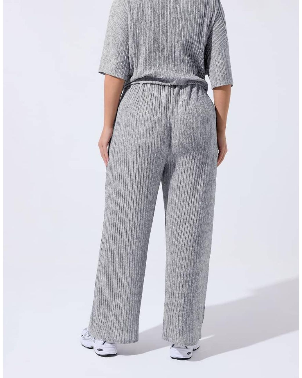 Yours Clothing Blue Plisse Wide Leg Trousers