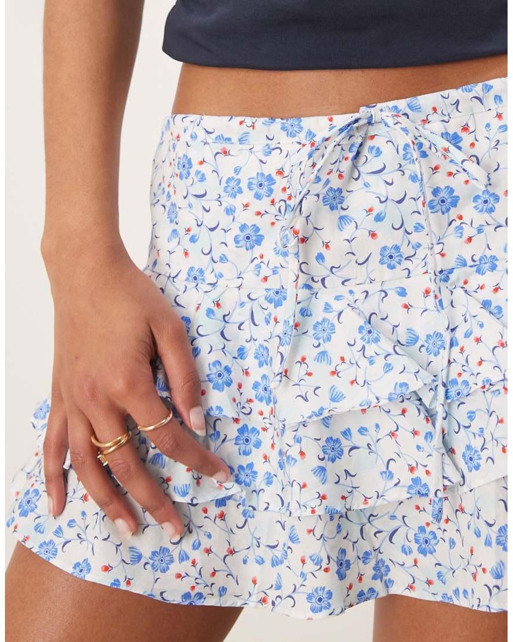 Glamorous Blue Ruffle Mini Skirt
